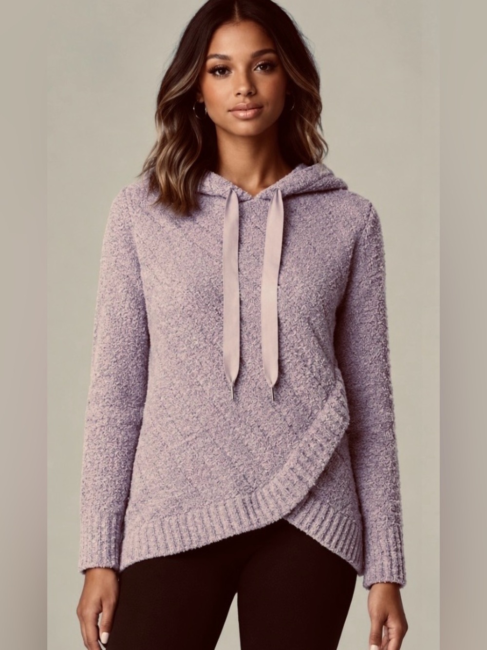 Simply Vera Vera Wang Crossover-Front Teddy Sherpa Hoodie In Lilac Size M